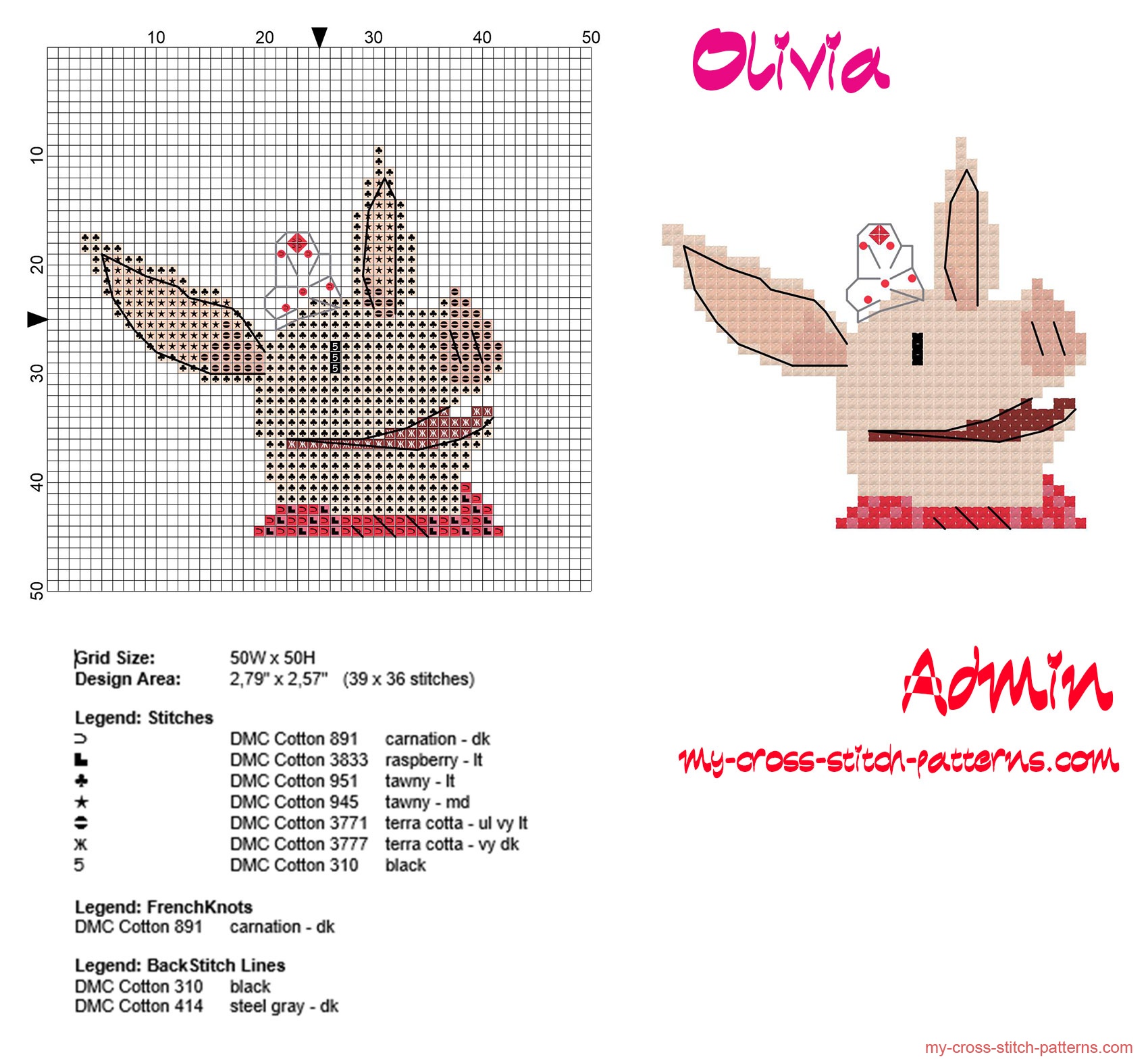 olivia_pig_cartoon_cross_stitch_baby_bibs_idea_free_download_in_40_stitches