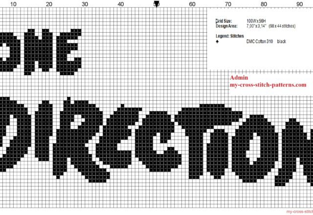 one_direction_band_logo_monochrome_black_cross_stitch_pattern