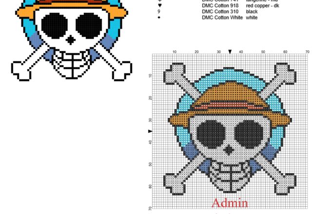 one_piece_manga_cartoon_logo_free_cross_stitch_pattern_size_60_x_60_stitches