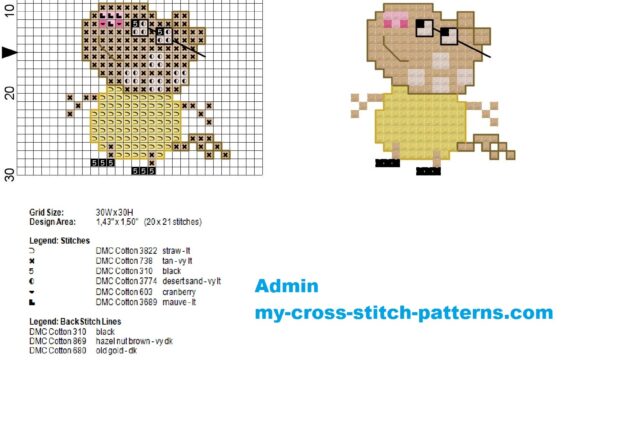 pedro_pony_from_peppa_pig_small_cross_stitch_pattern_20x21
