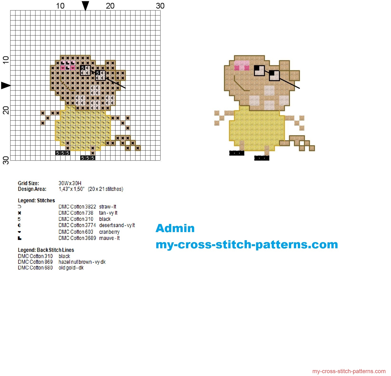 pedro_pony_from_peppa_pig_small_cross_stitch_pattern_20x21