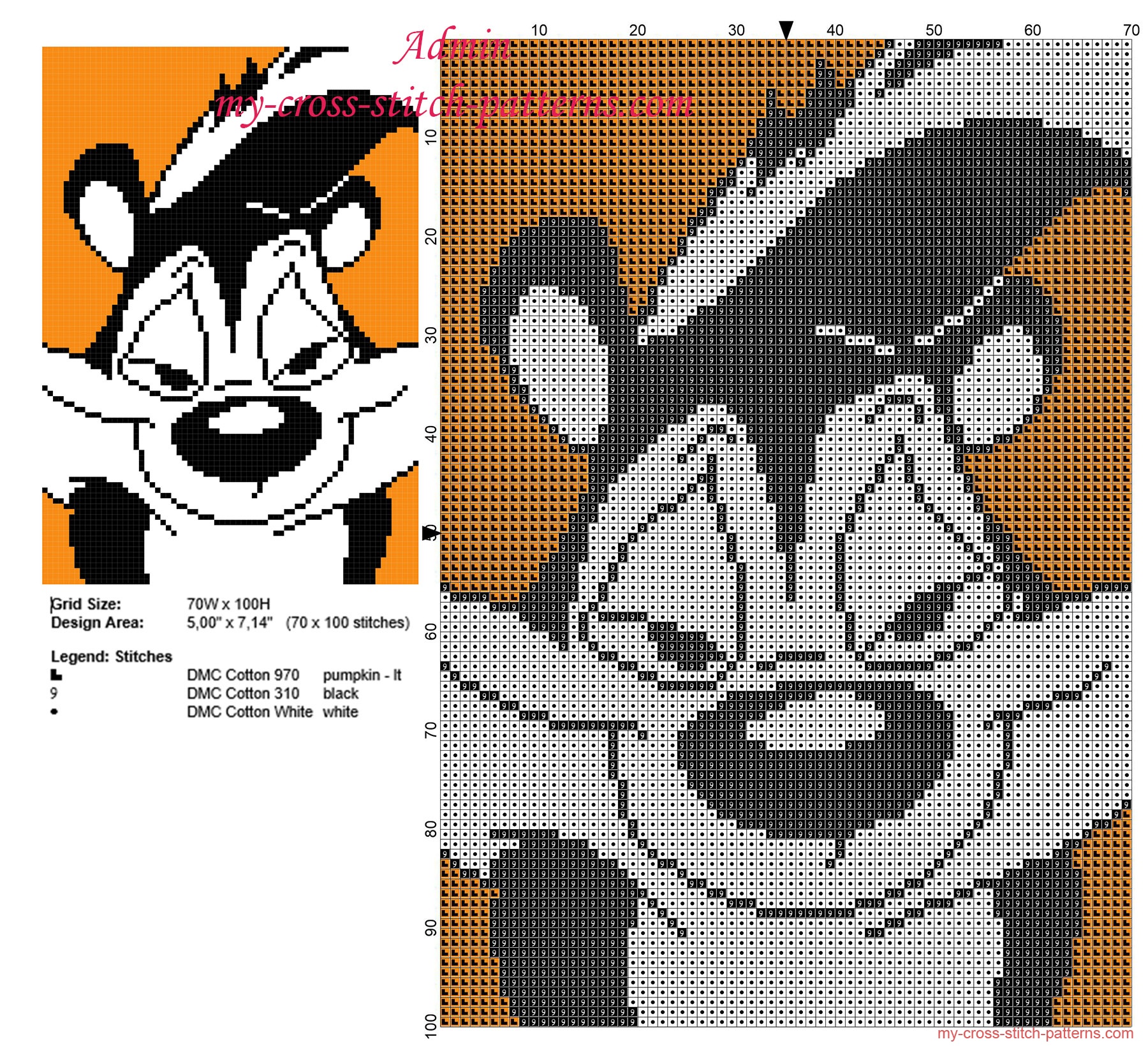 pepe_le_pew_looney_tunes_in_a_colored_orange_tile_free_cross_stitch_pattern