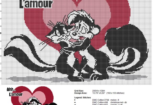 pepe_le_pew_looney_tunes_in_love_in_red_and_pink_heart_cross_stitch_pattern