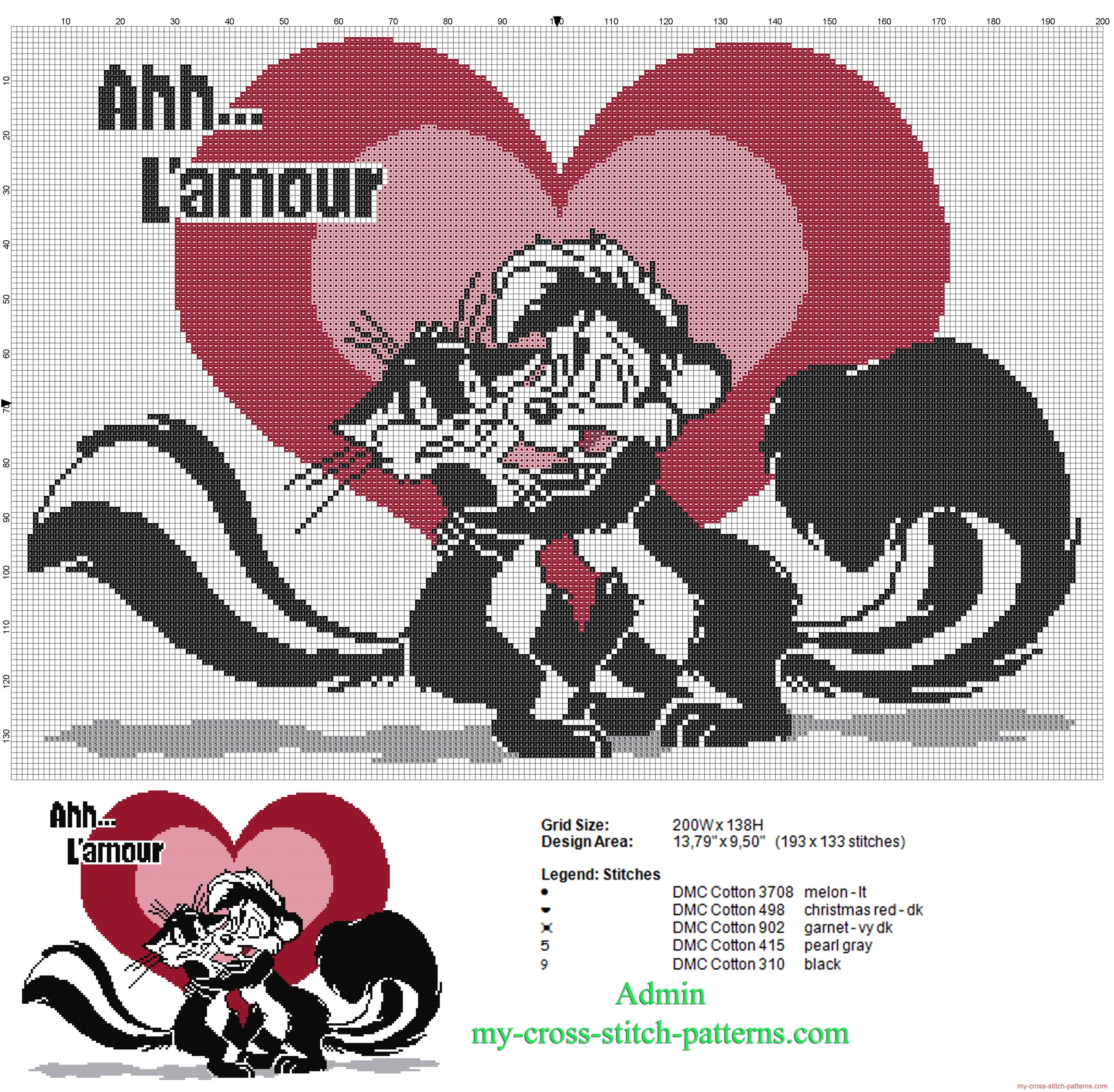 pepe_le_pew_looney_tunes_in_love_in_red_and_pink_heart_cross_stitch_pattern