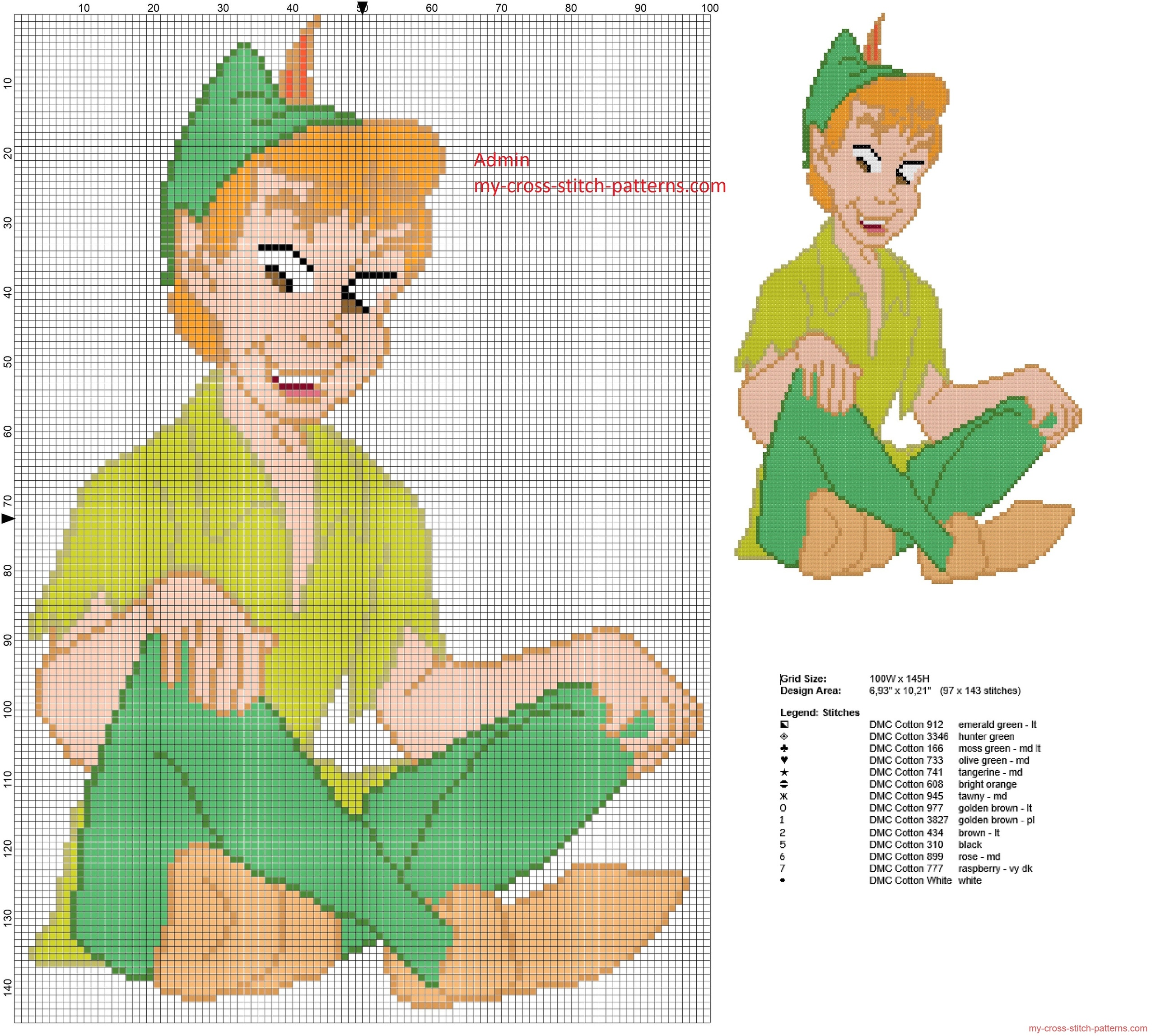 peter_pan_sitting_free_cross_stitch_pattern_97_x_143_stitches_14_dmc_colors