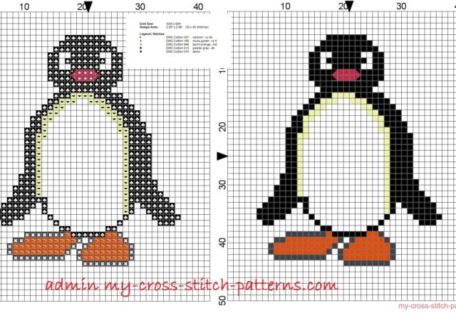 pingu_small_cross_stitch_pattern_32x40_stitches