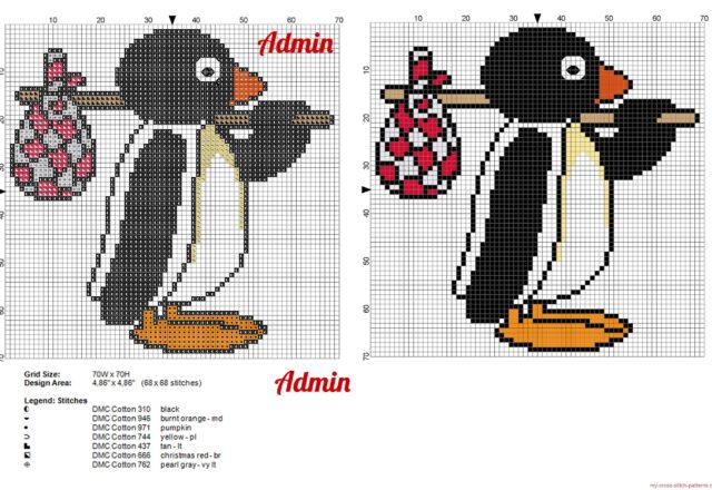 pingu_with_little_bundle_cross_stitch_pattern_free