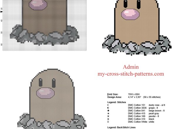 pokemon_diglett_number_050_first_generation_free_cross_stitch_pattern