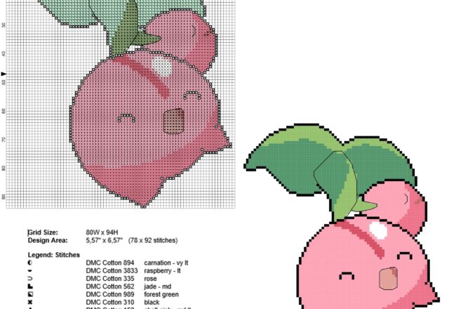 pokemon_fourth_generation_number_420_cherubi_free_cross_stitch_pattern
