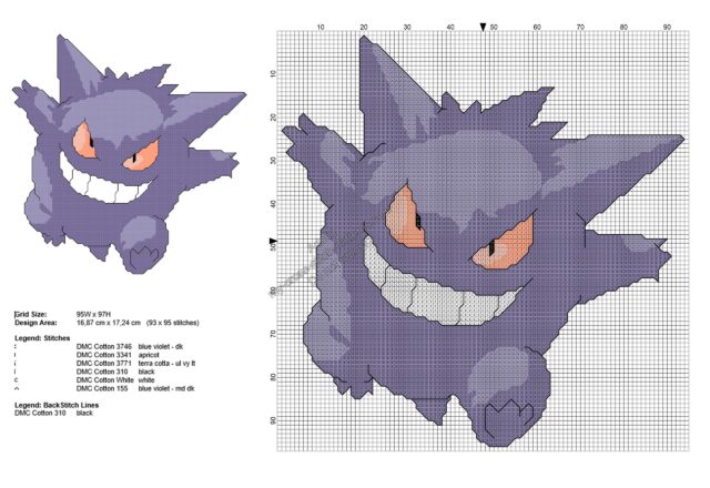 pokemon_gengar_free_cross_stitch_pattern_93x95