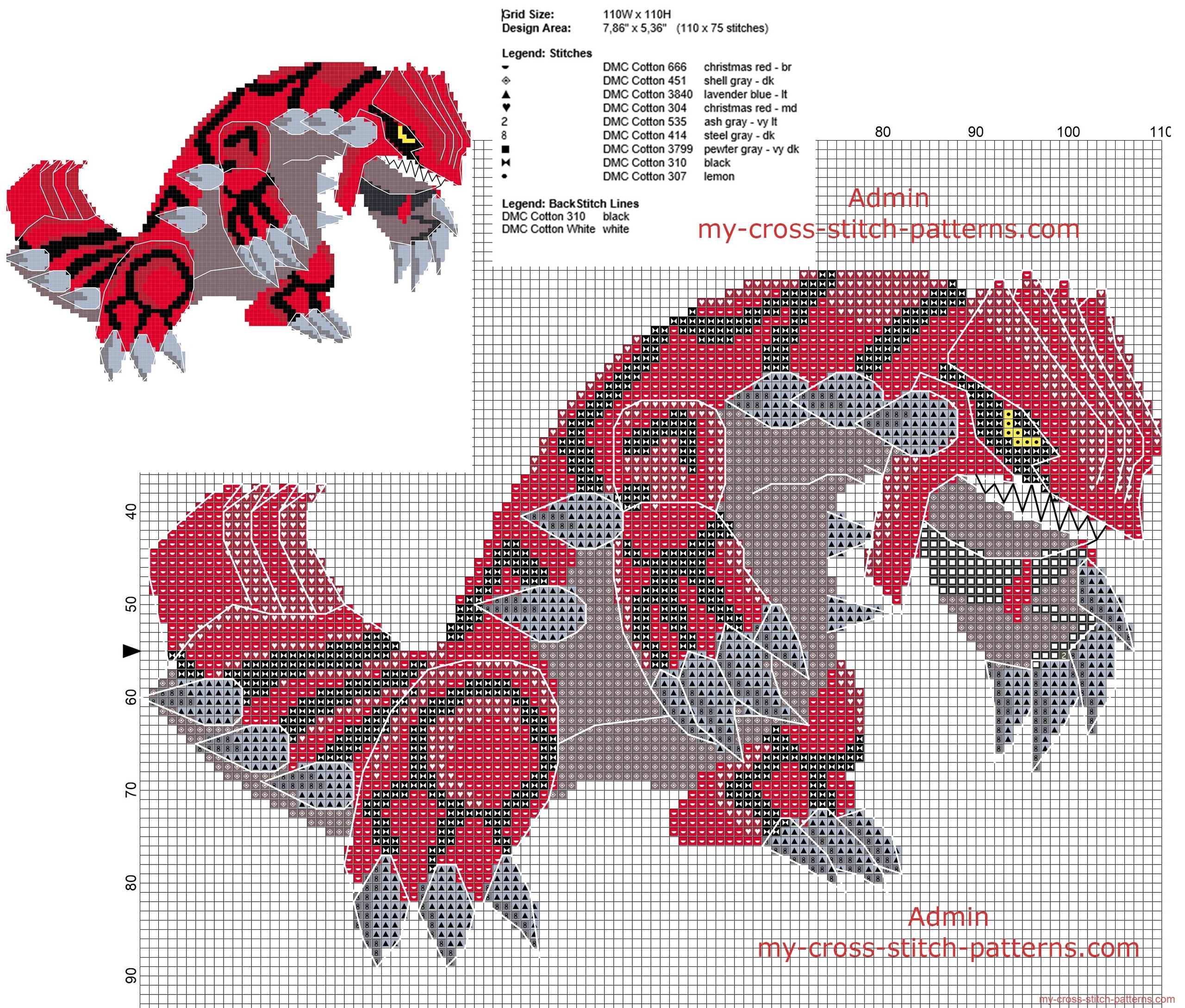 pokemon_groudon_number_383_third_generation_omega_ruby_version_free_cross_stitch_pattern