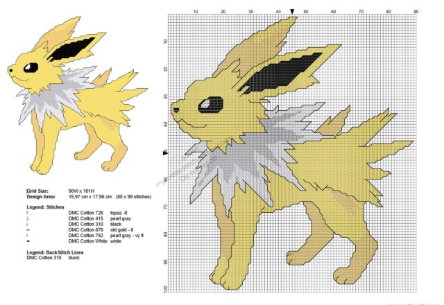 pokemon_jolteon_free_cross_stitch_pattern