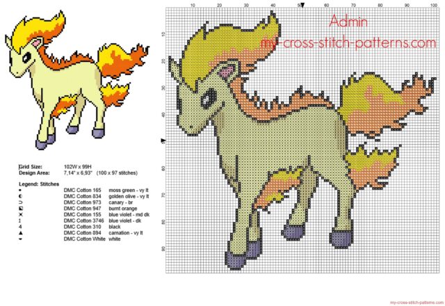 ponyta_pokemon_number_077_first_generation_free_cross_stitch_pattern