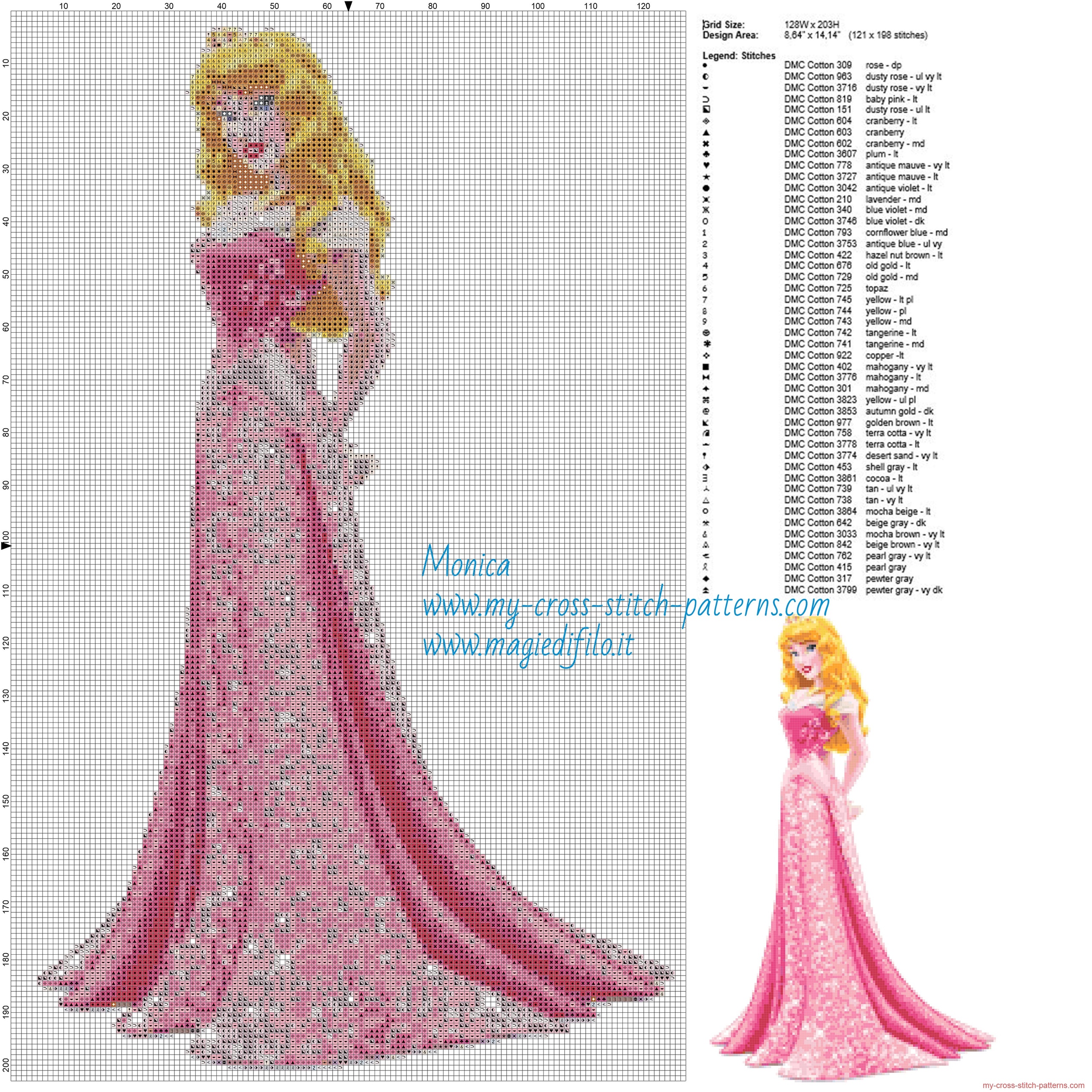 Aurora tale scene Cross stitch pattern Cross stitch Aurora Kids room decoration DIY princess Aurora Girl room decoration Tale hero pattern