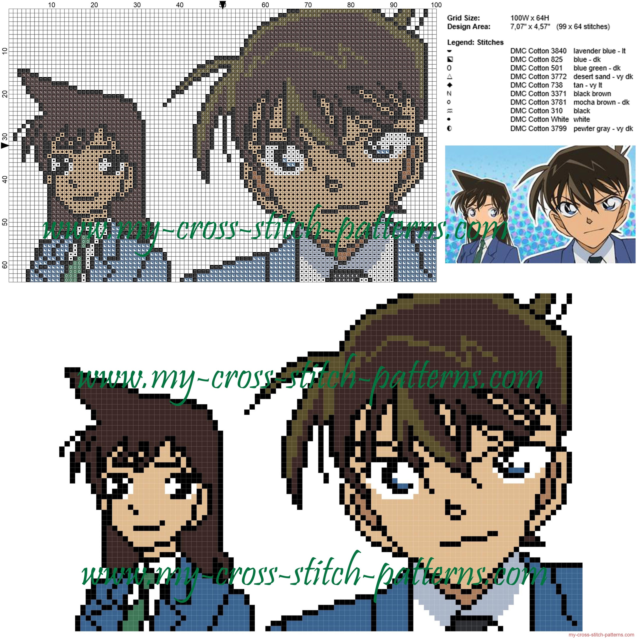 ran_and_shinichi_conan_cross_stitch_pattern_