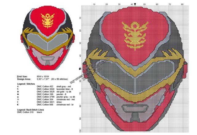 red_power_rangers_mask_free_cross_stitch_pattern