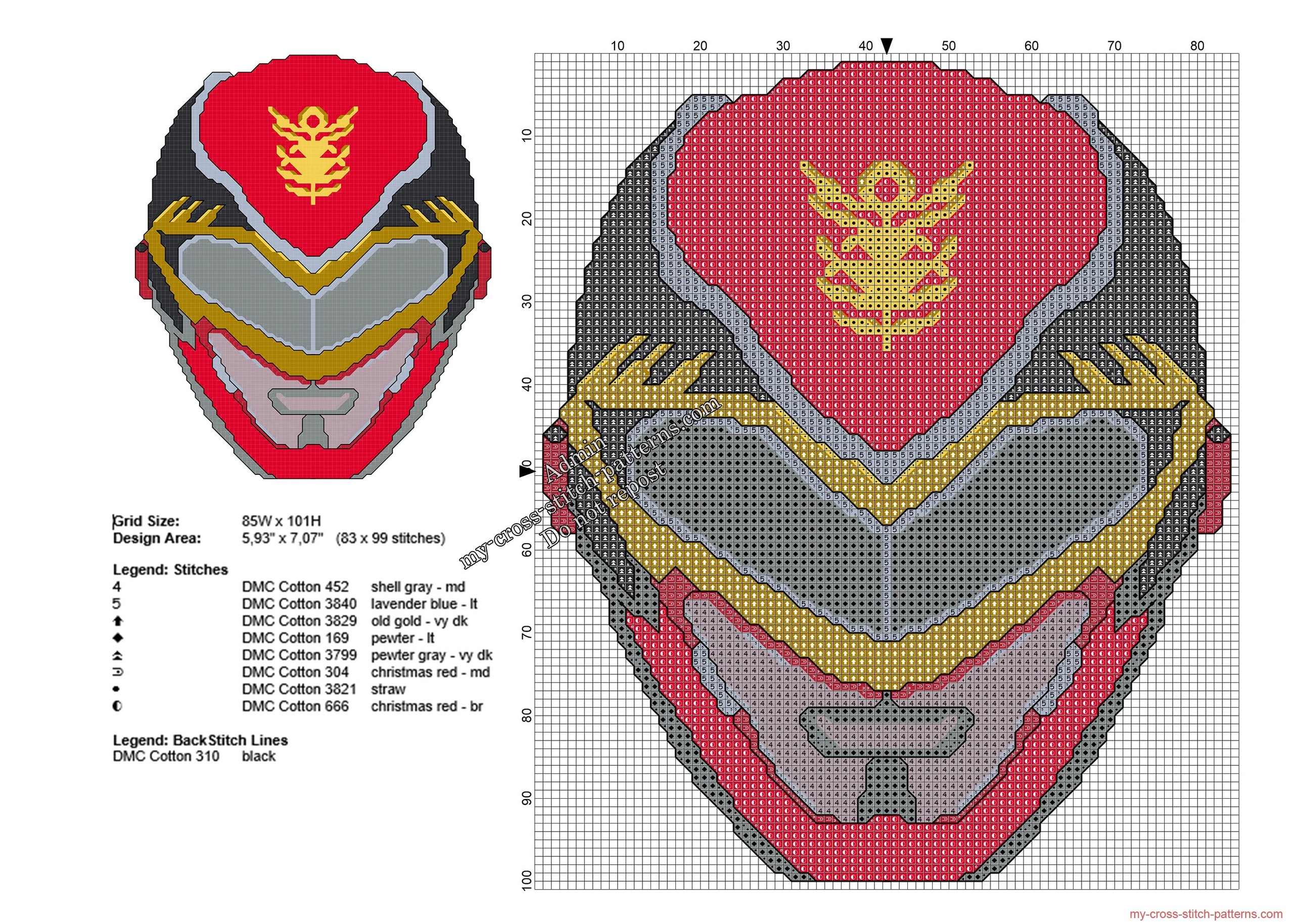 red_power_rangers_mask_free_cross_stitch_pattern