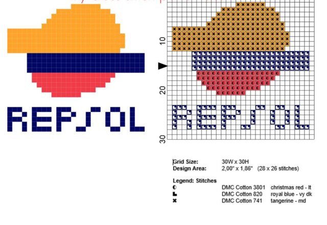 repsol_logo_free_small_cross_stitch_pattern_30_x_30