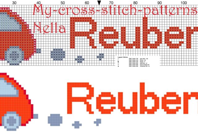 reuben__name_with_toy_car_cross_stitch_patterns