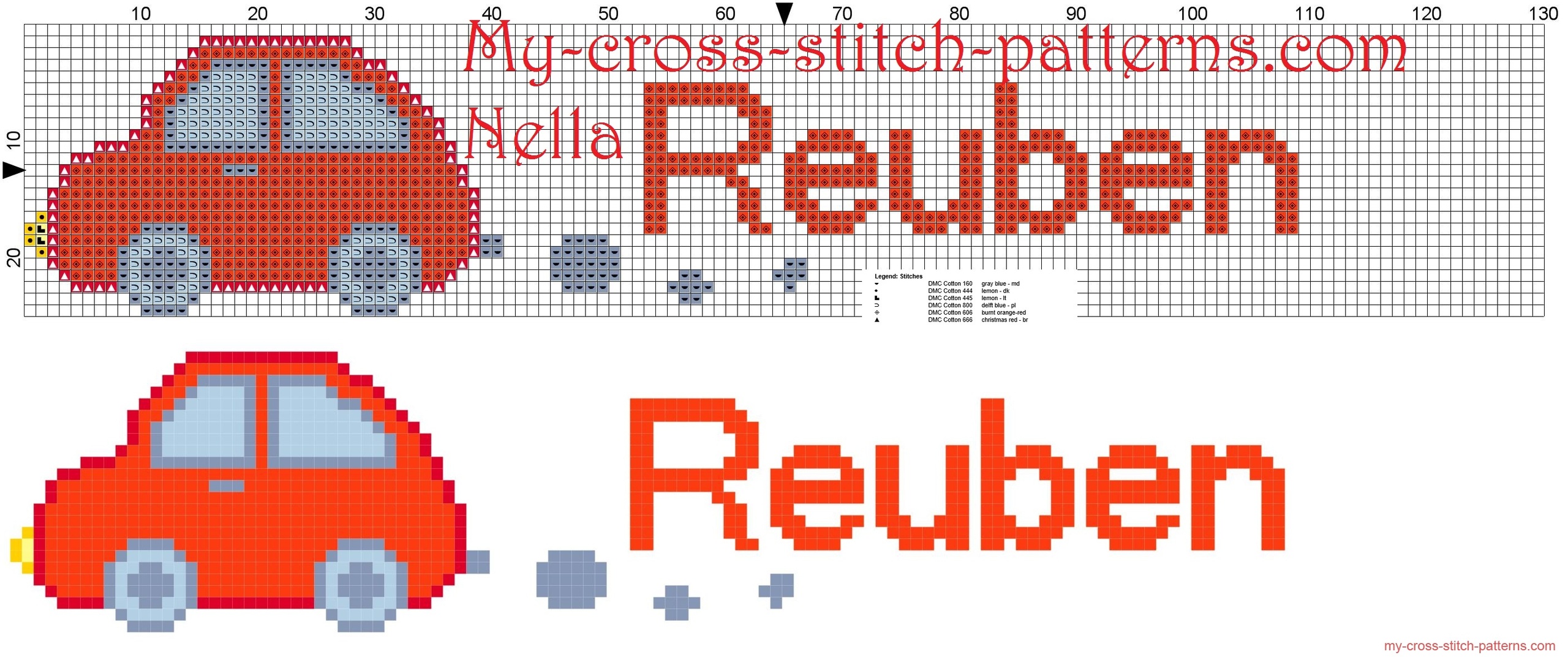 reuben__name_with_toy_car_cross_stitch_patterns