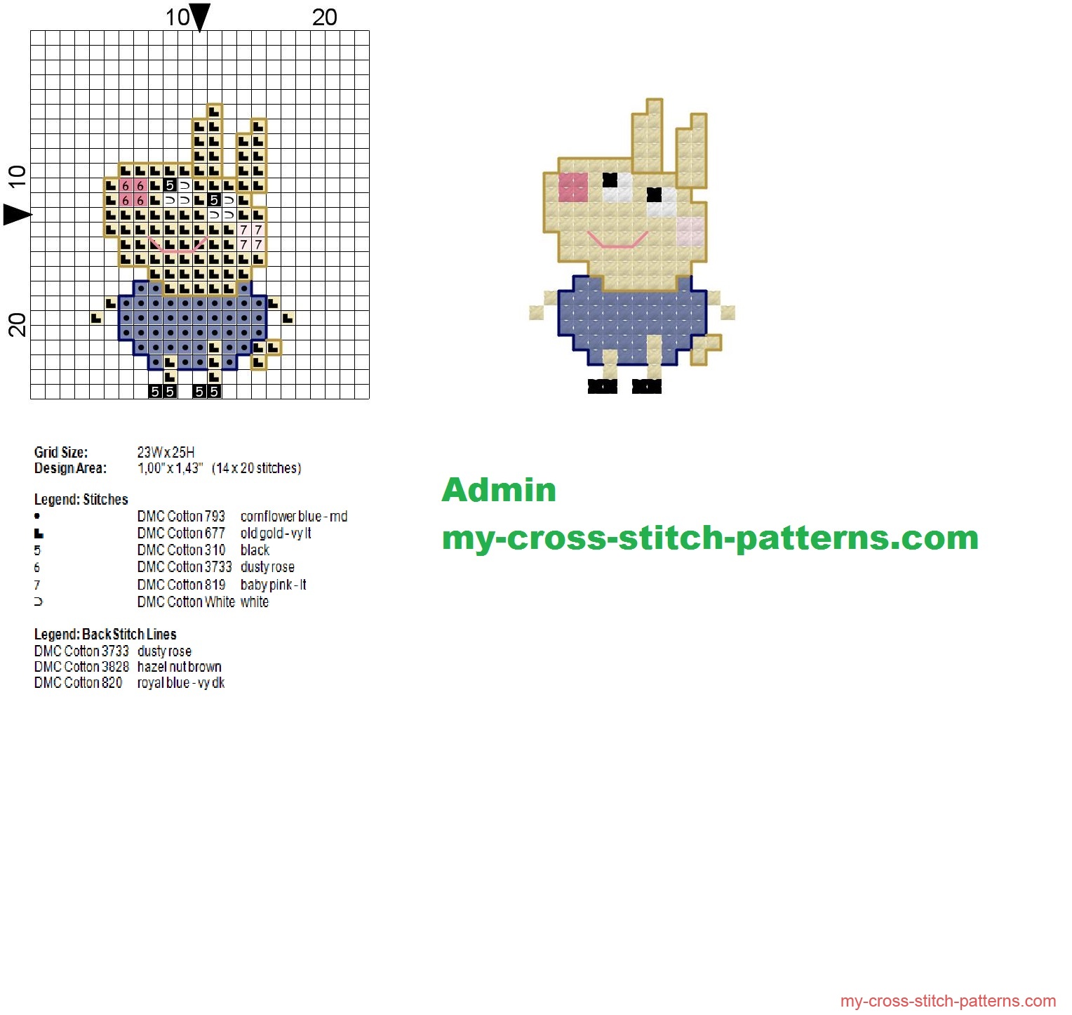 richard_rabbit_peppa_pig_character_cross_stitch_pattern_14x20