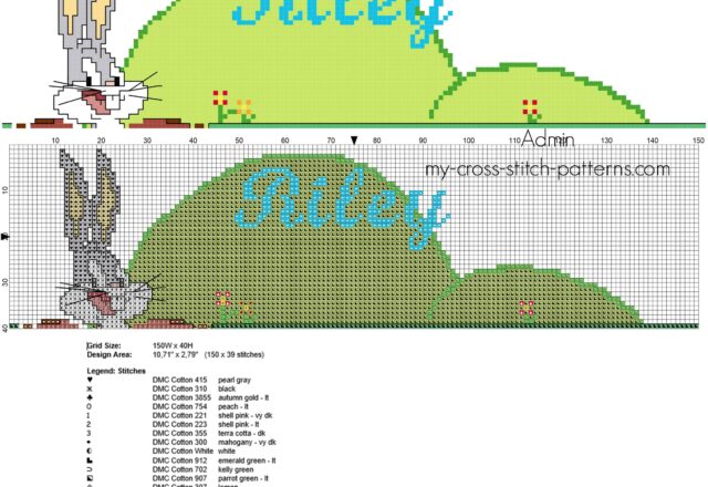 riley_cross_stitch_baby_name_with_looney_tunes_cartoons_character_bugs_bunny