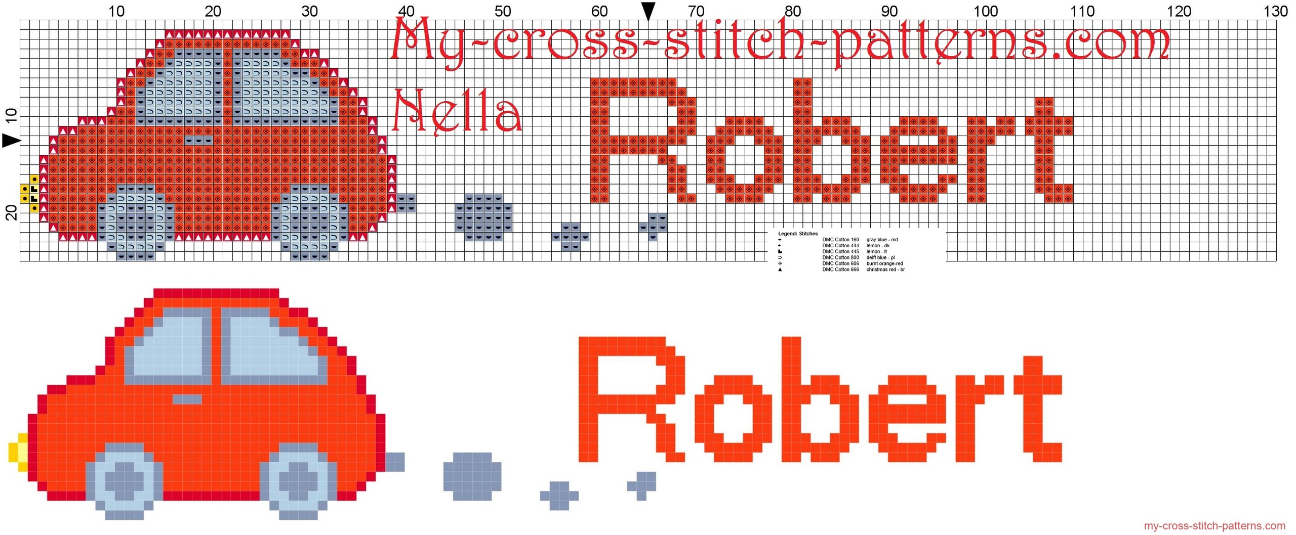 robert_name_with_toy_car_cross_stitch_patterns