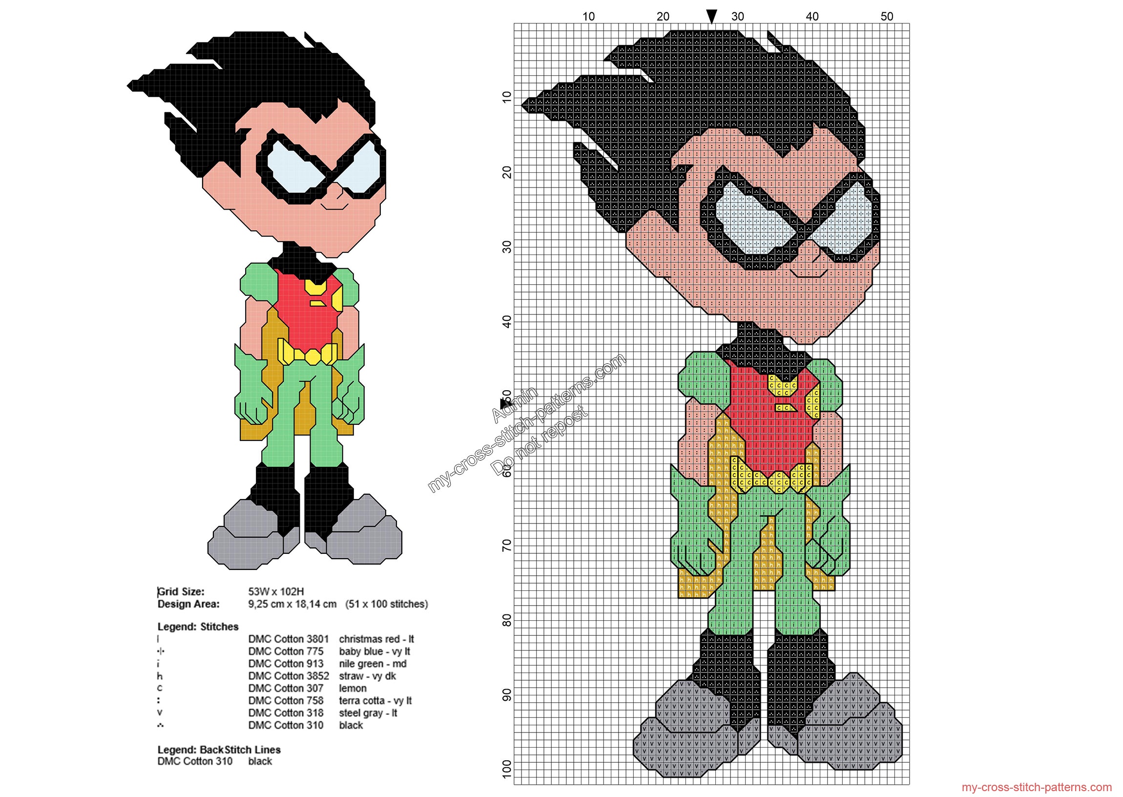 robin_teen_titans_go_free_cross_stitch_pattern_51x100