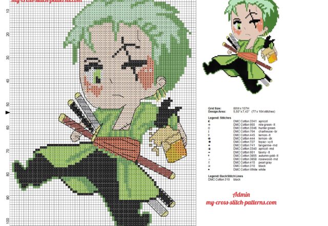 roronoa_zoro_with_a_beer_one_piece_character_cross_stitch_pattern