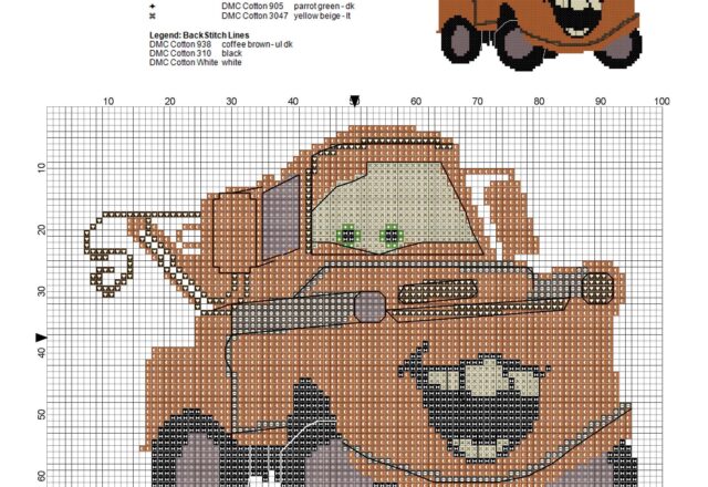 rusty_the_old_tow_truck_of_disney_cars_cross_stitch_pattern