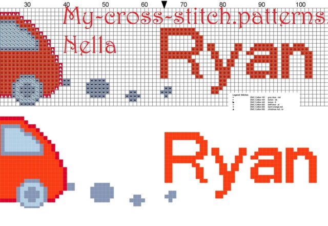 ryan__name_with_toy_car_cross_stitch_patterns