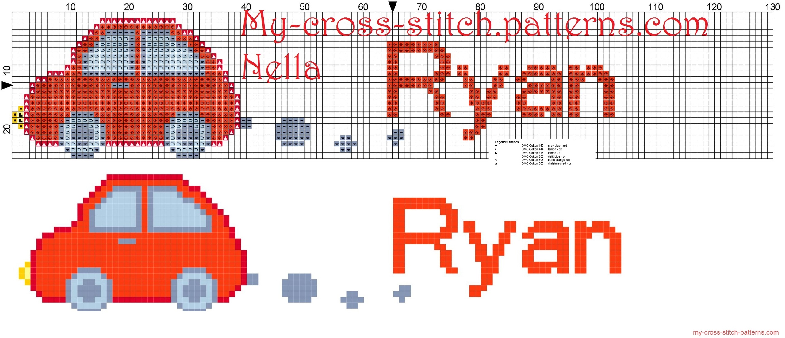 ryan__name_with_toy_car_cross_stitch_patterns