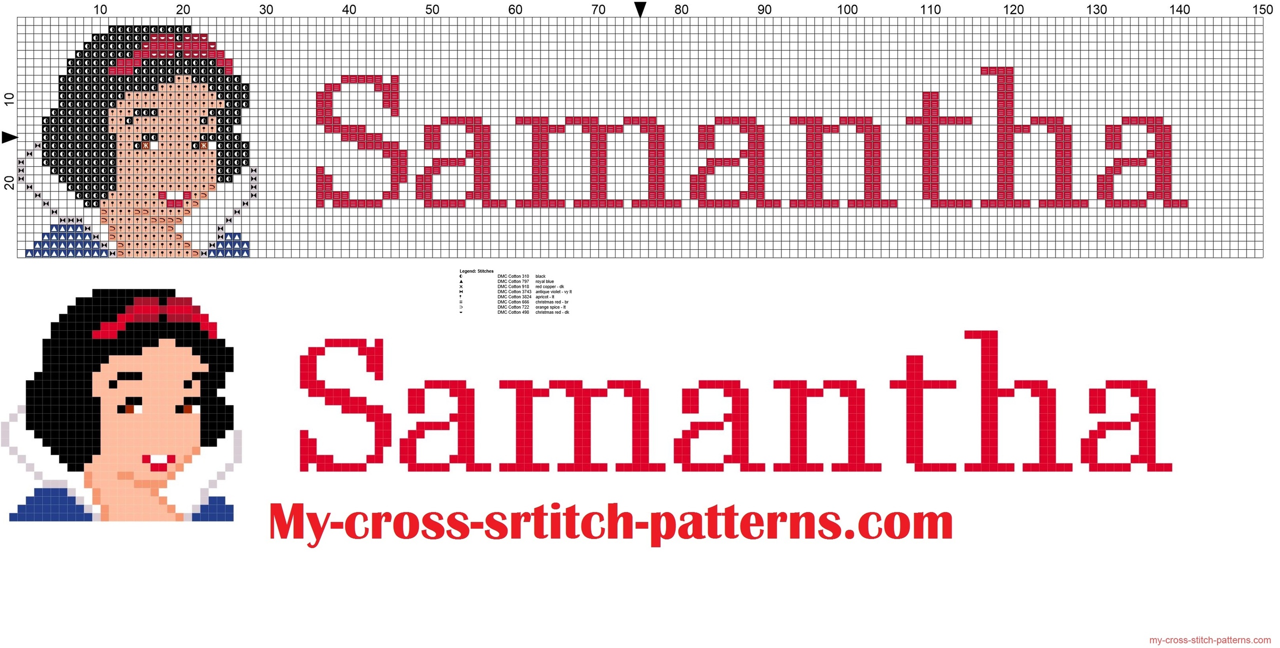 samantha_cross_stitch_pattern_name_with_disney_princess_white_snow