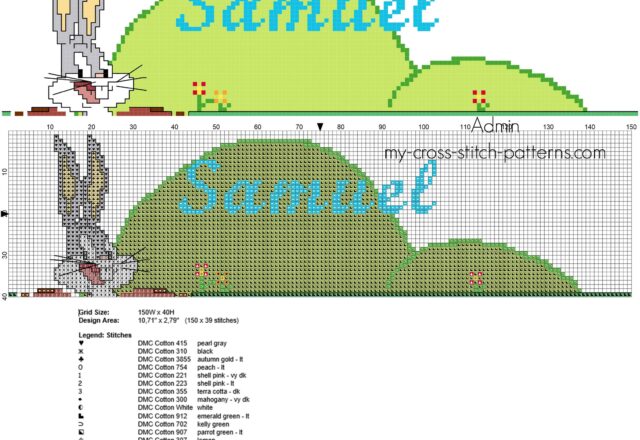 samuel_cross_stitch_baby_male_name_with_bugs_bunny