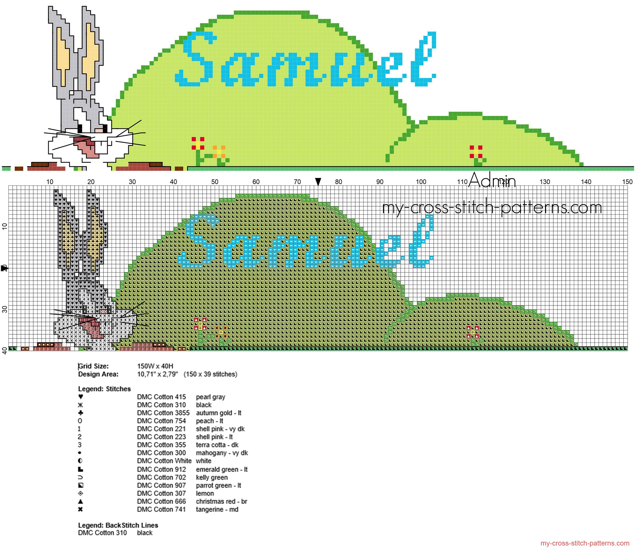 samuel_cross_stitch_baby_male_name_with_bugs_bunny