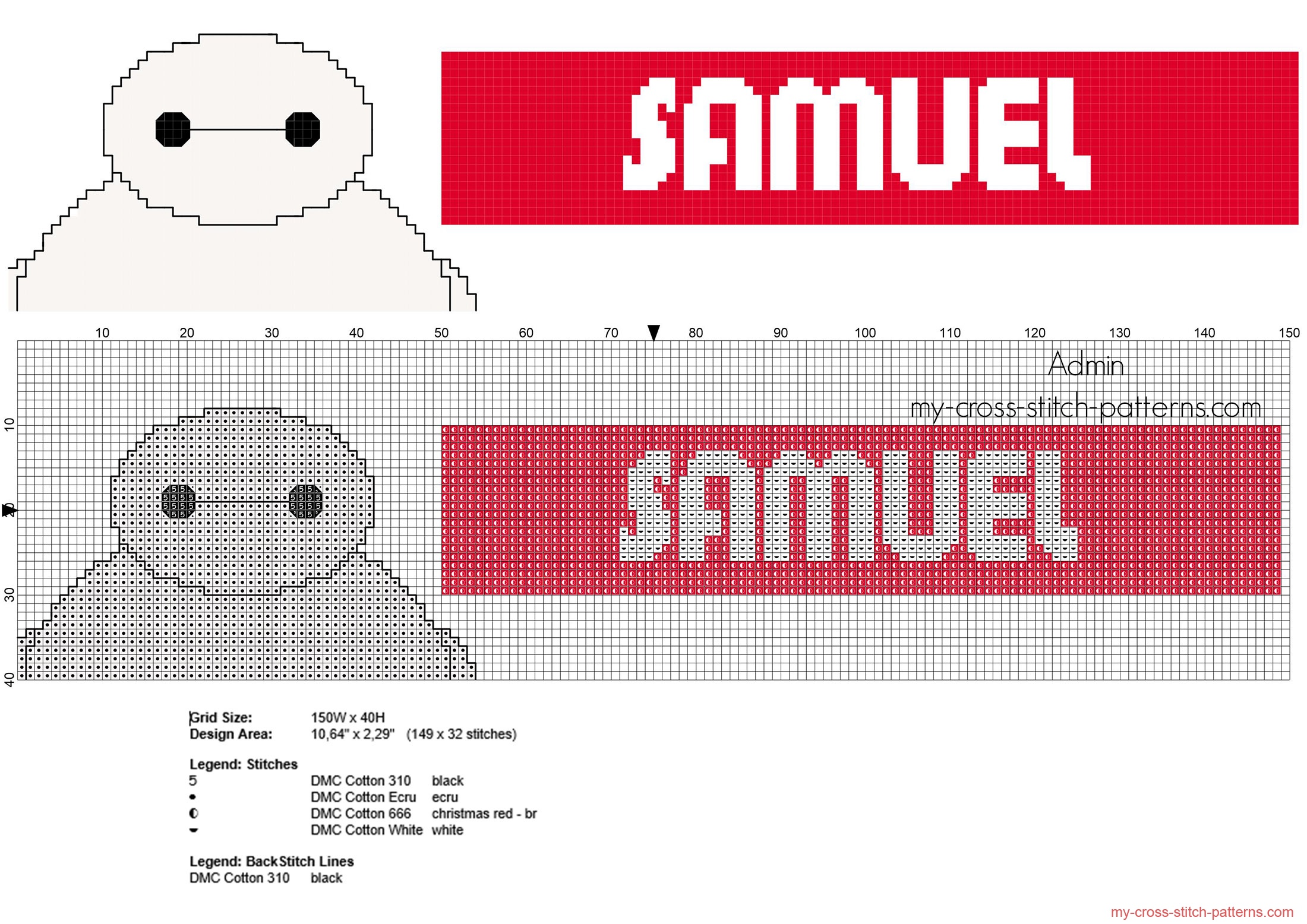 samuel_cross_stitch_baby_name_with_disney_big_hero_6_baymax_character