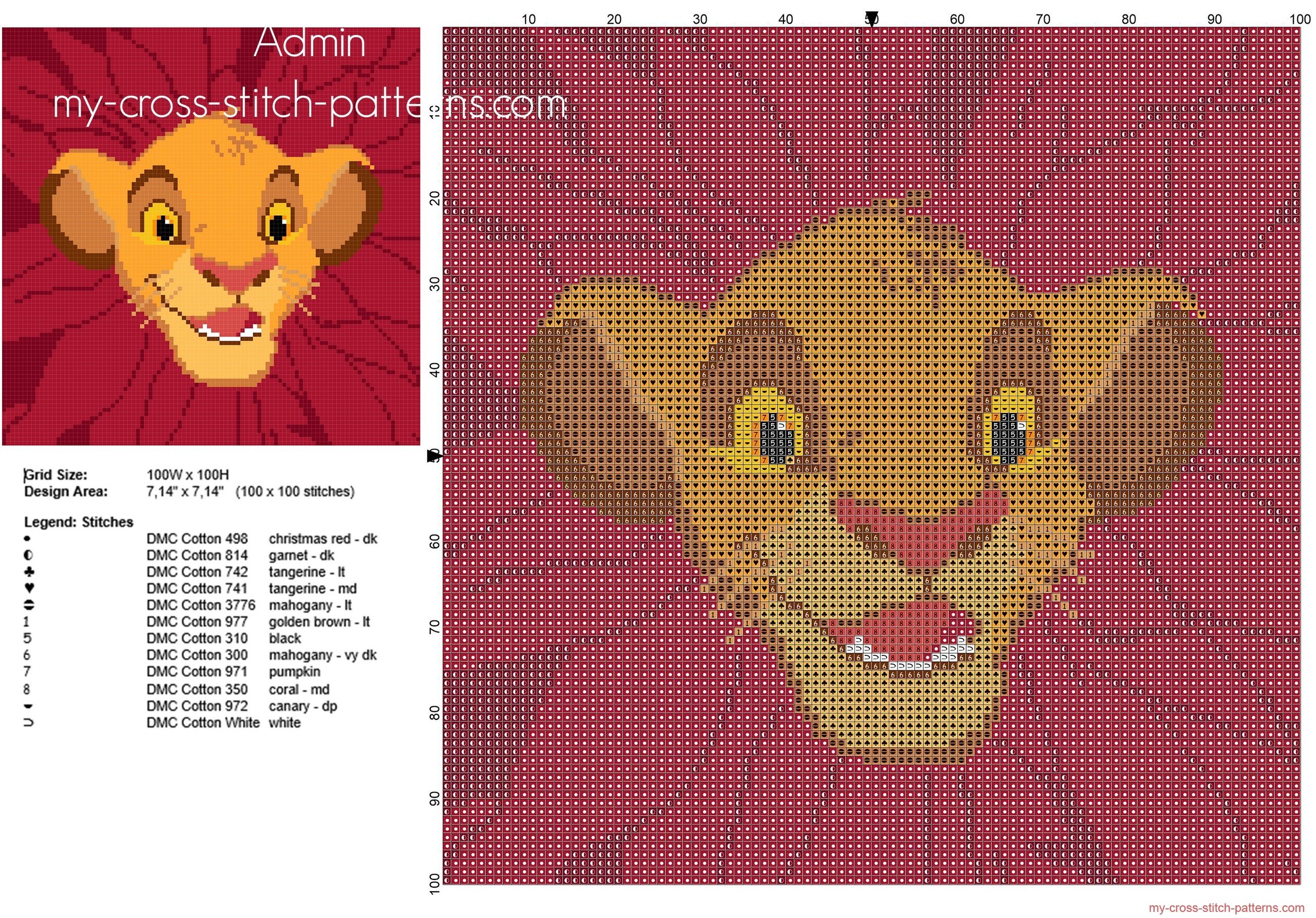 simba_face_from_disney_the_lion_king_free_cross_stitch_pattern_100_x_100_stitches