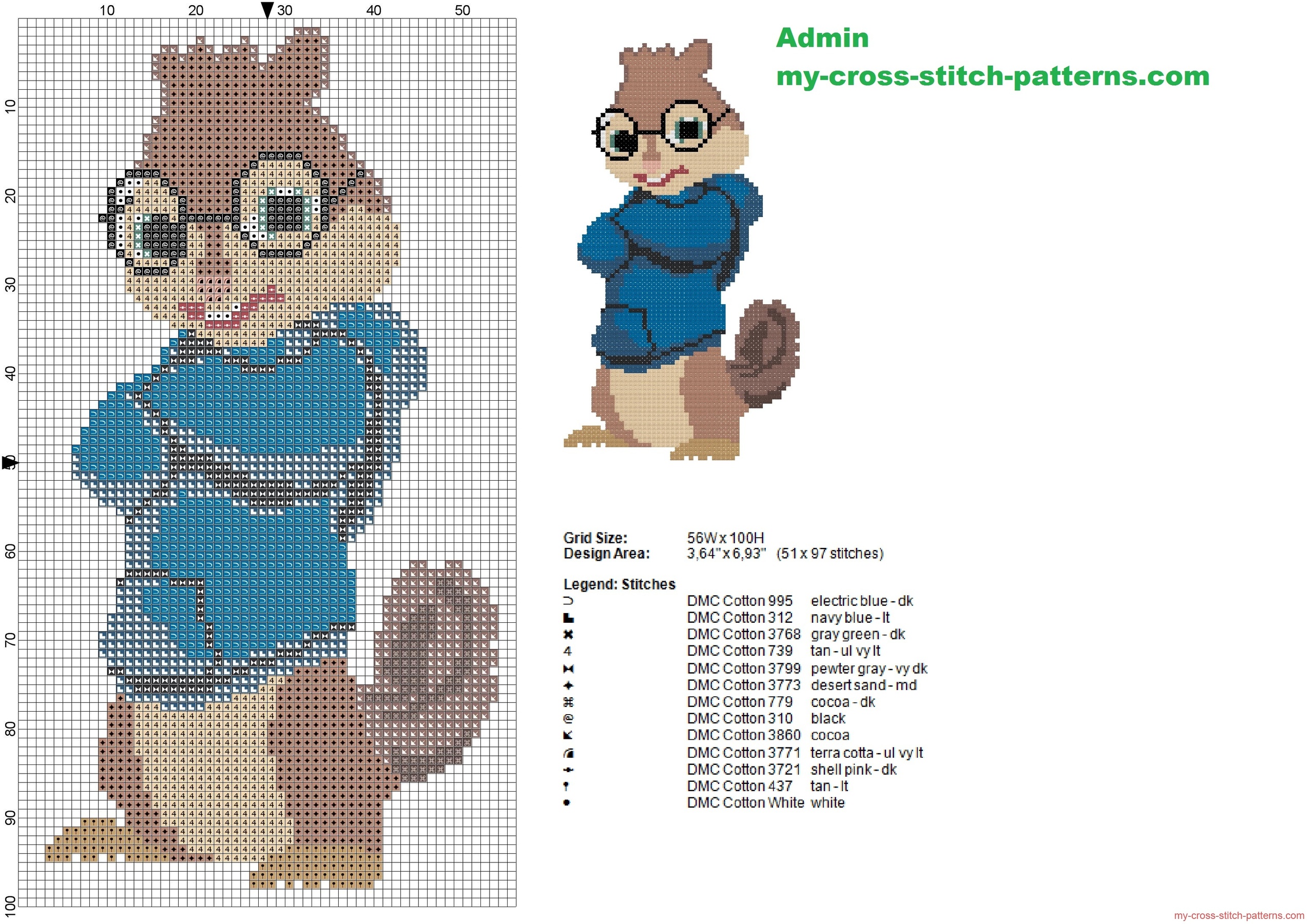 simon_from_alvin_and_the_chipmunks_cross_stitch_pattern