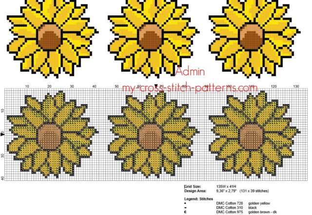 simple_cross_stitch_floral_border_with_sunflowers_height_40_stitches