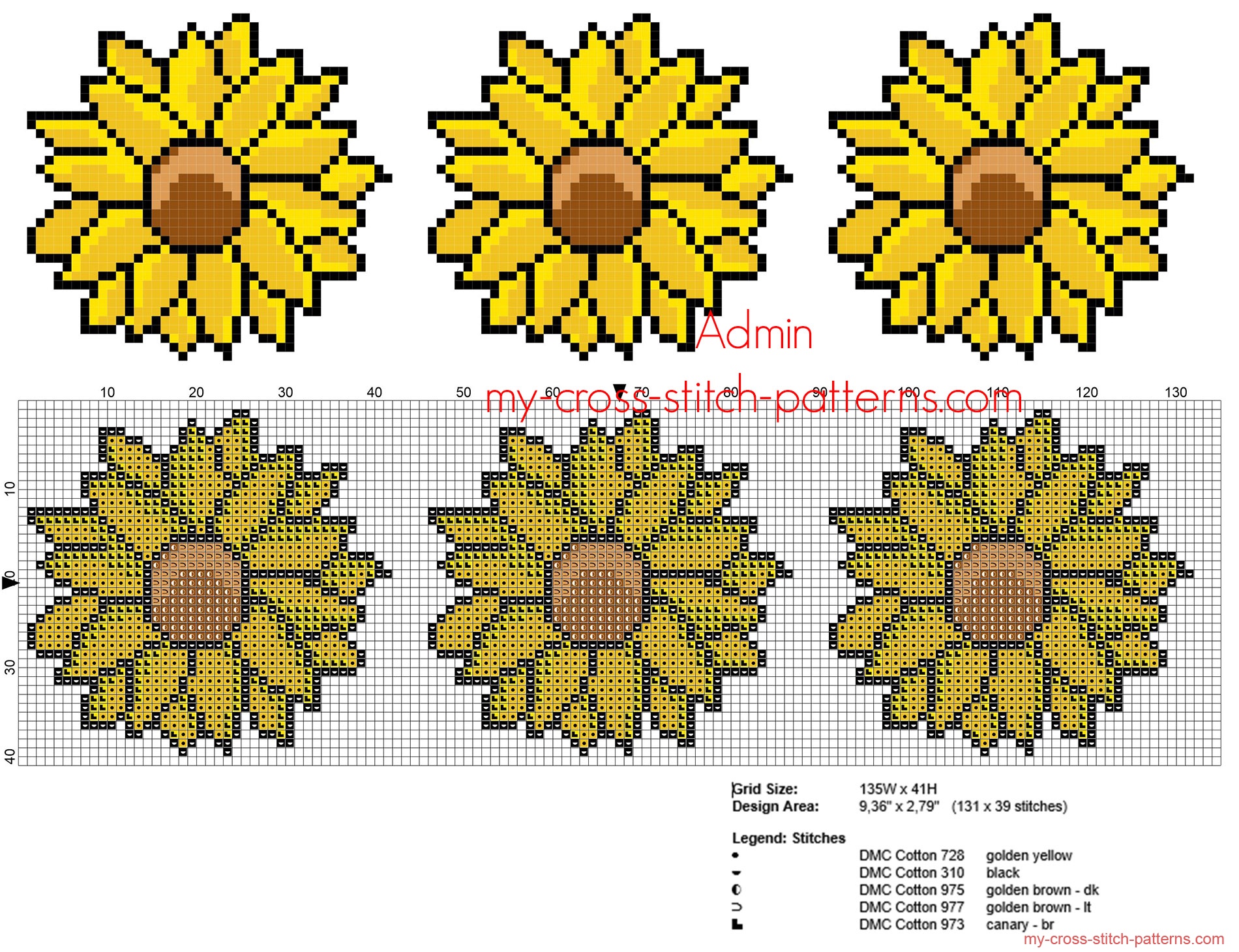 simple_cross_stitch_floral_border_with_sunflowers_height_40_stitches