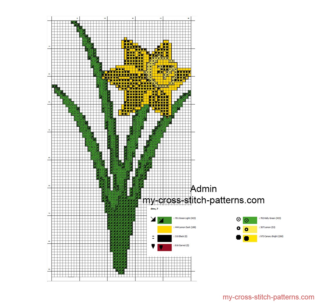 simple_cross_stitch_pattern_of_a_daffodil_flower