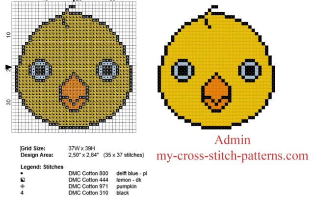 small_and_simple_chick_face_free_cross_stitch_pattern_download
