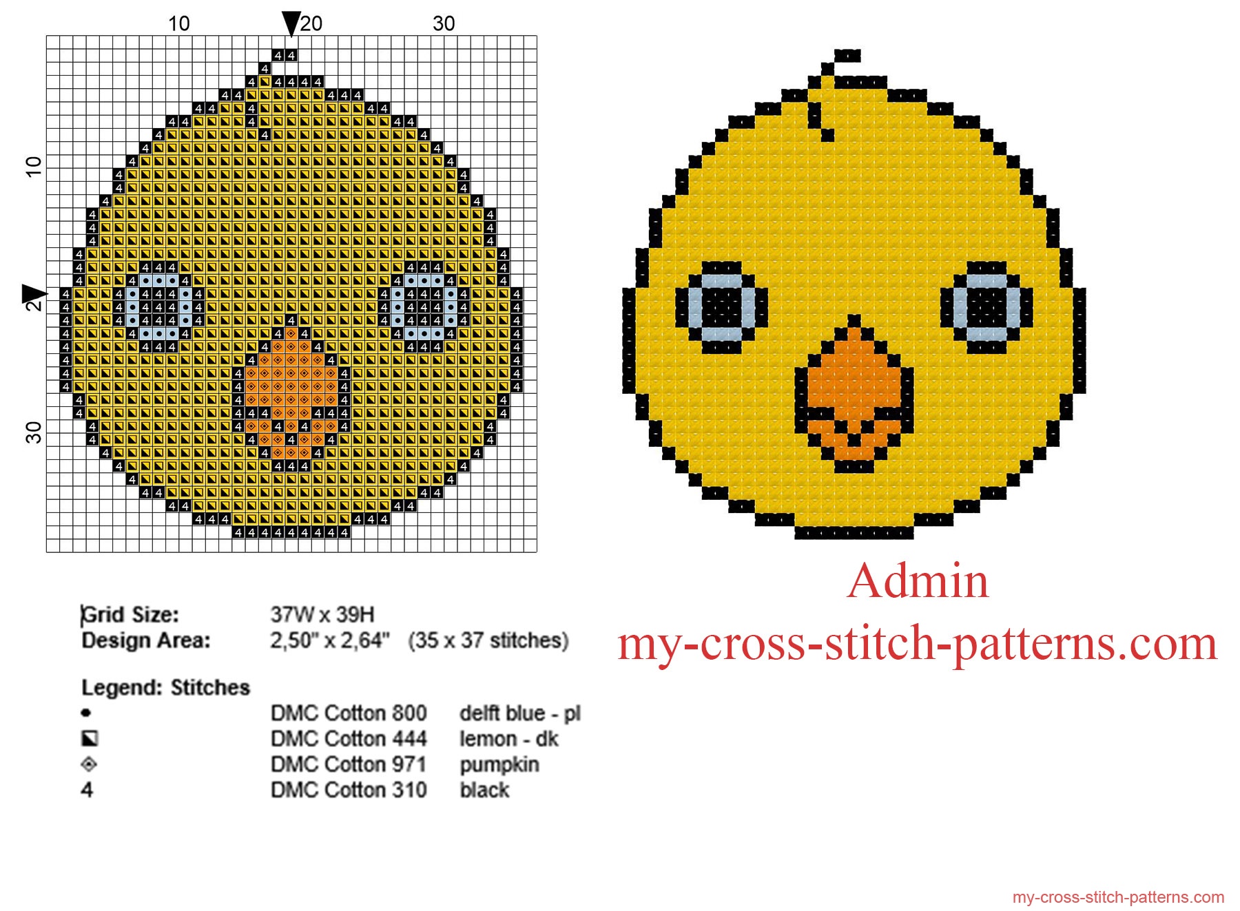 small_and_simple_chick_face_free_cross_stitch_pattern_download