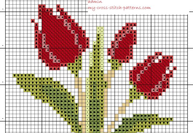 small_and_simple_cross_stitch_pattern_of_three_red_tulips