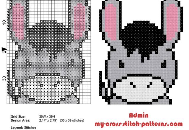 small_and_simple_donkey_face_cross_stitch_pattern_in_40_stitches