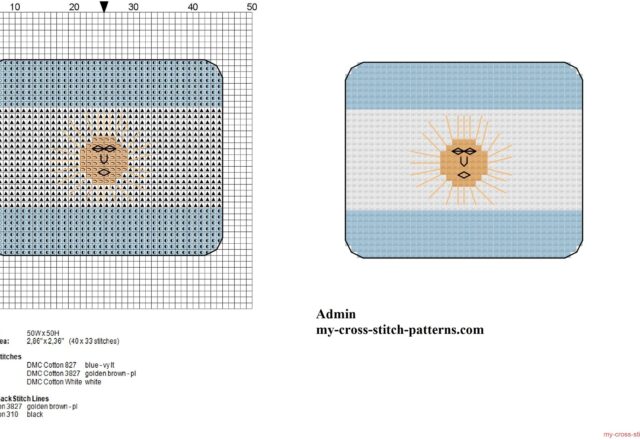 small_argentina_flag_free_cross_stitch_pattern