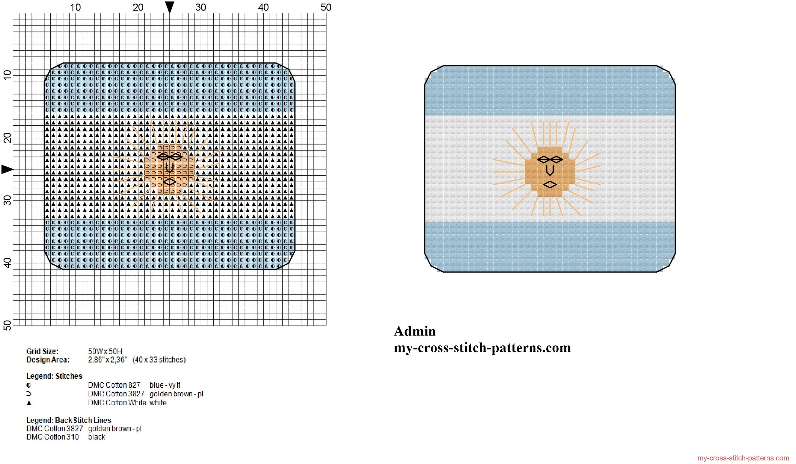 small_argentina_flag_free_cross_stitch_pattern