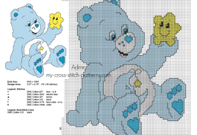 small_back_stitch_cross_stitch_pattern_bedtime_bear_from_care_bears