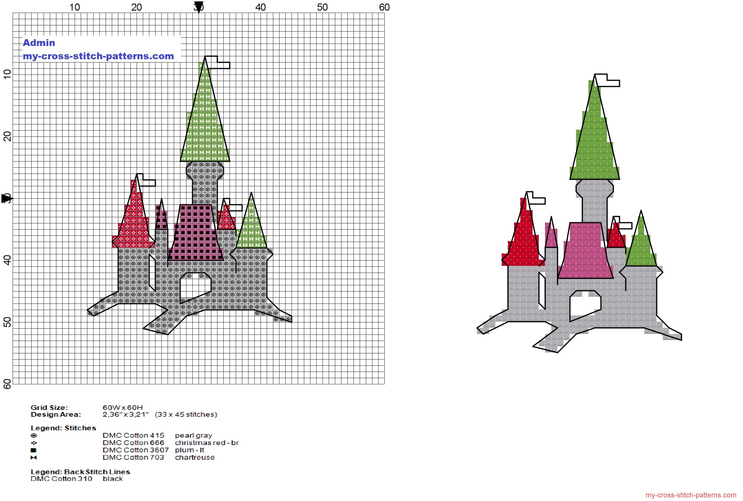 small_colored_castle_cross_stitch_pattern