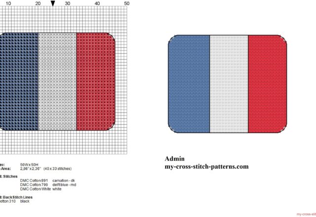 small_france_flag_free_cross_stitch_pattern